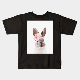 Rabbit with flowers, Nursery art, Kids room, Animal Kids T-Shirt